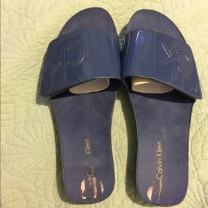 Calvin Klein Dark Blue Patent Sandals!
